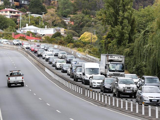 Traffic going nowhere on the Southern Outlet. Picture: NIKKI DAVIS-JONES