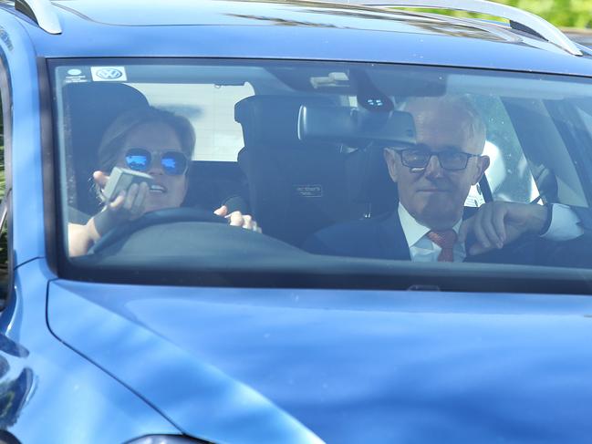 Former prime minister Malcolm Turnbull arrives at his home in Point Piper driven by his daughter Daisy. Picture: James Croucher