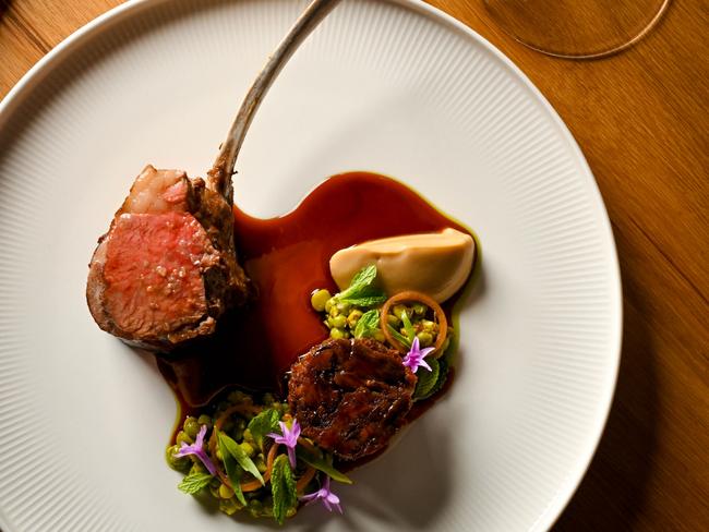 Lamb rack, braised shoulder and peas at Station Road restaurant, Festival Tower. Picture JACK FENBY