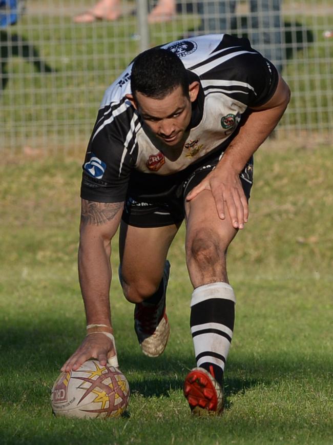 Hat-trick hero Michael Lett races across for another try in the 2014 decider. Picture: Ian Svegovic