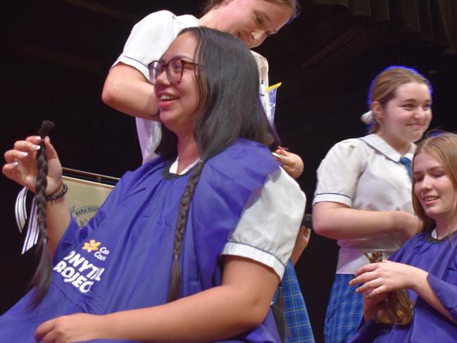 Year 12 students at Loreto College 'Rocked the Chop' for the Cancer Council's Ponytail Project.