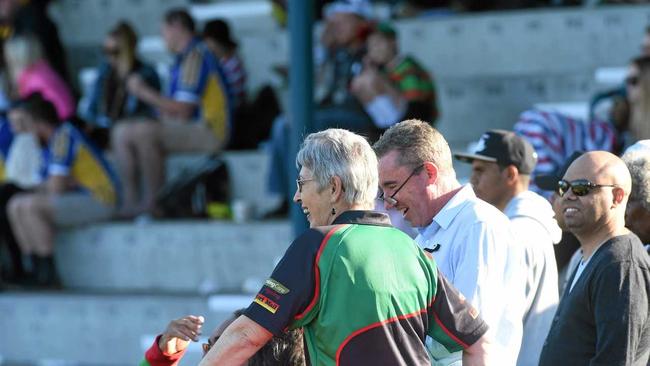 Lismore City Mayor Jenny Dowell attends the Northern United rugby league semi-final at Crozier Field. Picture: Marc Stapelberg