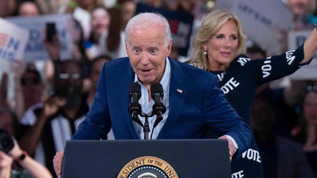 A re-energised Joe Biden attends a rally in North Carolina after his poor performance at Friday’s debate left Democrats in a tailspin. Picture: AFP