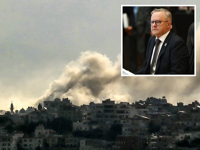 The site of an Israeli air strike that targeted a southern Lebanese town, Prime Minister Anthony Albanese