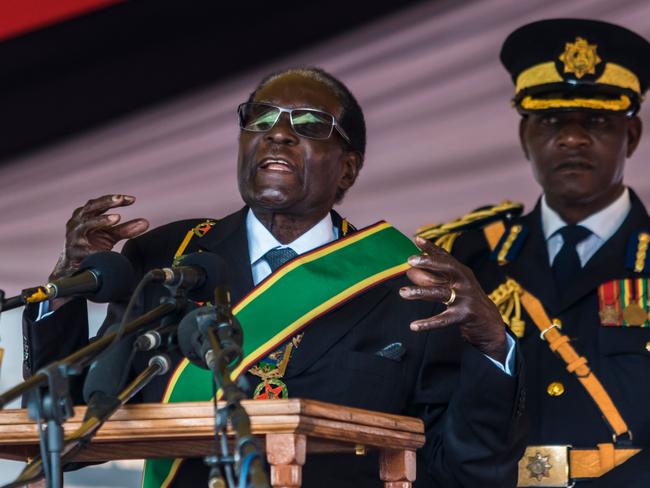 President Mugabe addresses the crowd during official Heroes Day commemorations in Zimbabwe on August 14, 2017. Picture: AFP Photo