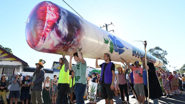 The MardiGrass 2019 march down the main street of Nimbin.