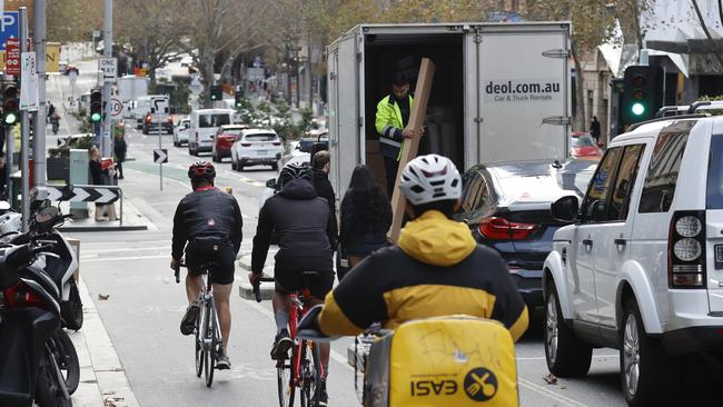 The Transport Workers Union says the CBD bike lanes are compromising the safety of road users. Picture: Alex Coppel