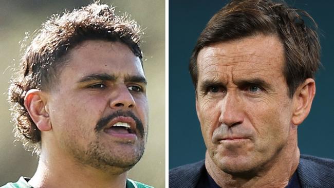 South Sydney Rabbitohs fullback Latrell Mitchell (left) and Newcastle Knights legend Andrew Johns (right)