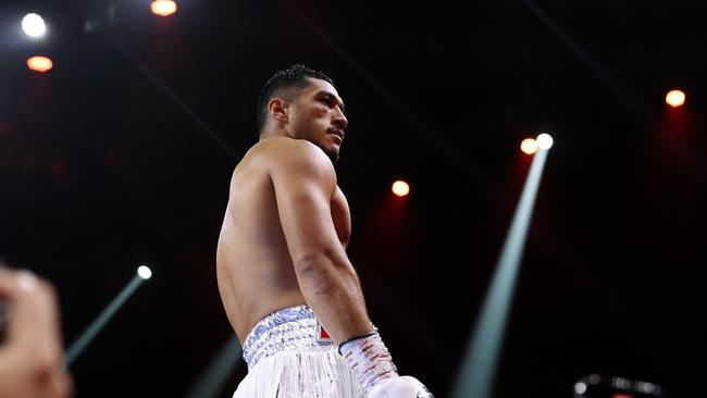 There was only ever going to be one winner: Jai Opetaia celebrates victory. Picture: Getty