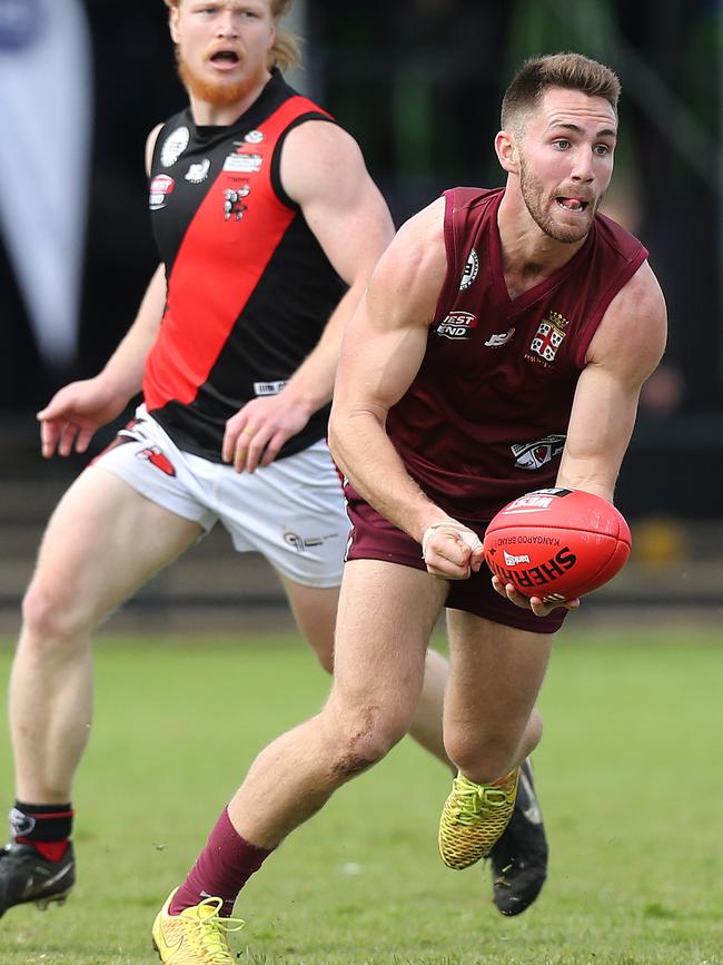 Brock Castree during the 2016 division one grand final Castree starred for the Adelaide Footy League side as they won the flag. Picture: Stephen Laffer