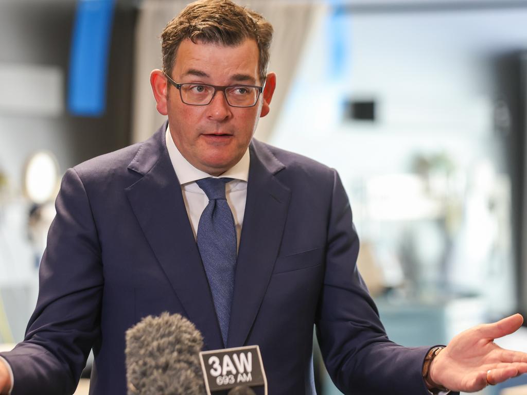 Premier, Daniel Andrews at a press conference in Melbourne Picture: NCA NewsWire /Brendan Beckett