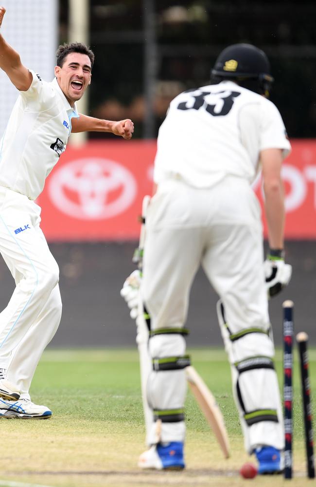 Starc tore through the WA lower-order to claim his Sheffield Shield milestone