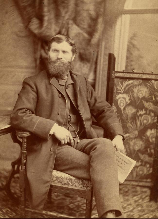 American inventor Francis Edgar Stanley in an 1882 self-portrait picture in his studio.