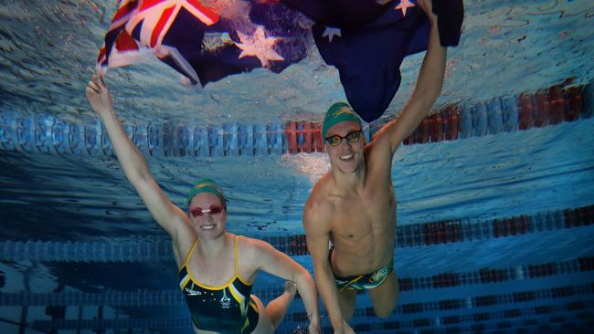 Australian swimmers Emily Seebohm and Mitch Larkin. Picture: Adam Head