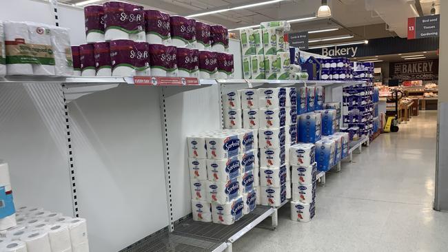 Panic-buyers have stripped supermarkets of toilet paper. Picture: Matt Loxton