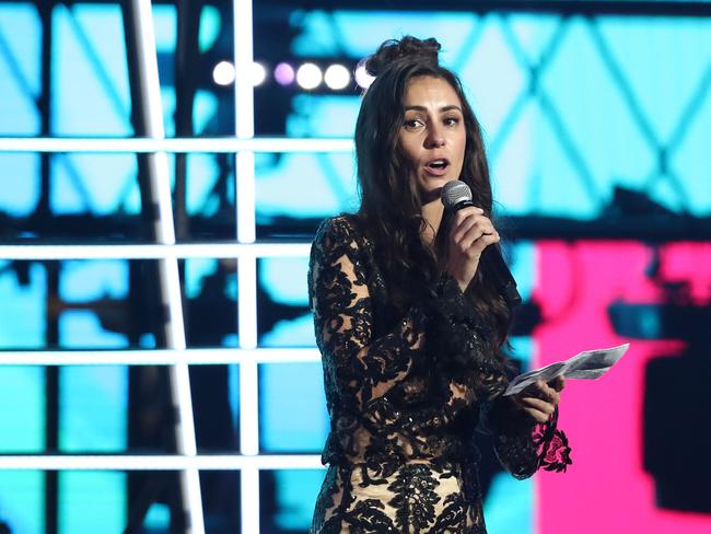 Amy Shark accepts the ARIA Award for Best Album. Picture: Getty