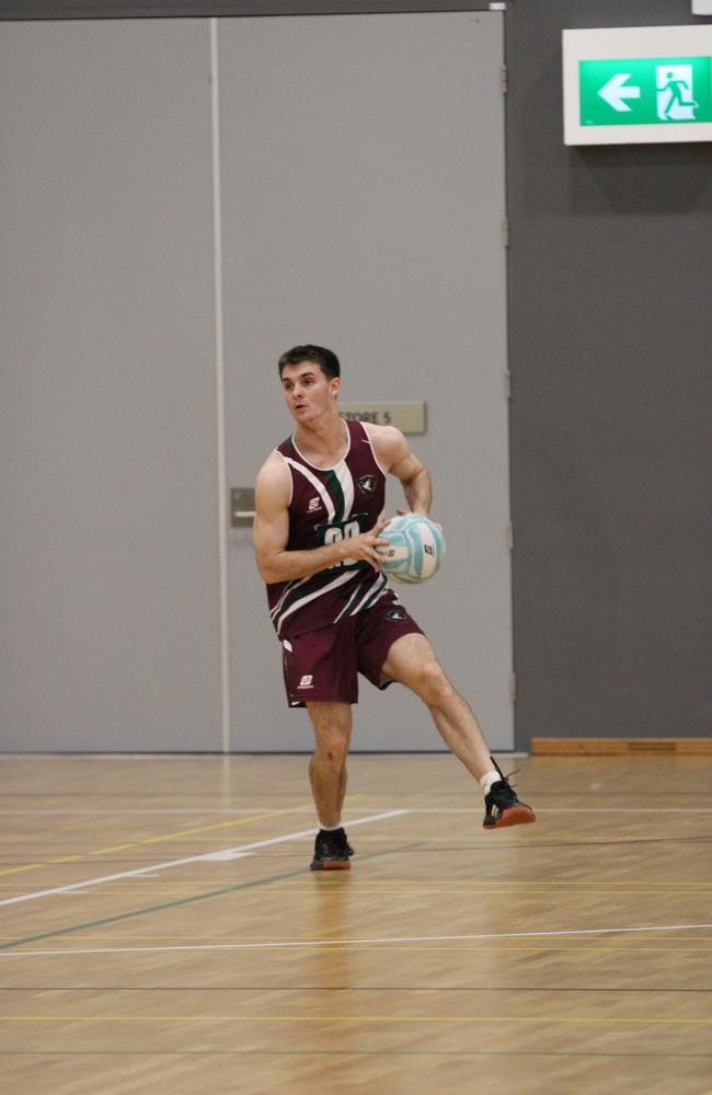 Netball action at QISSN 2024 held in Townsville. (Boys) Mt Maria College v St Catherine's Catholic College