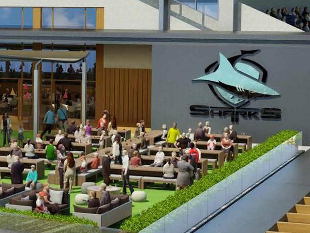 The Cronulla Sharks club will receive a major overhaul - including an upmarket sports bar deck looking out to Botany Bay - as part of the $350 million residential and shopping centre development.