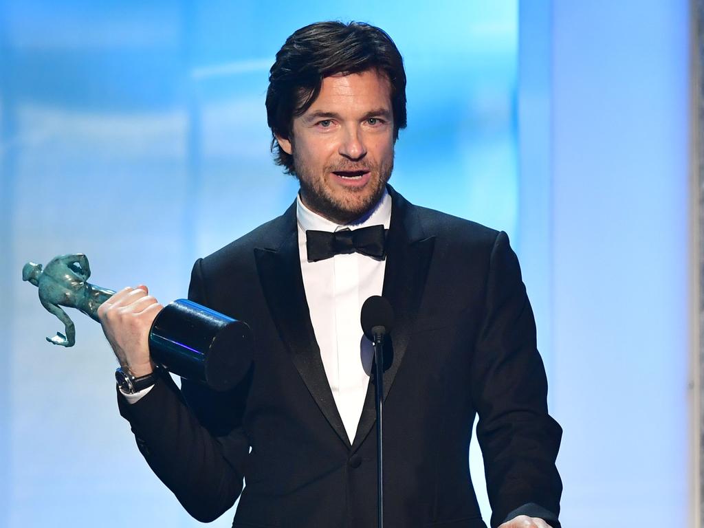 Actor Jason Bateman accepts the award for outstanding Performance by a Male Actor in a Drama Series. Picture: AFP