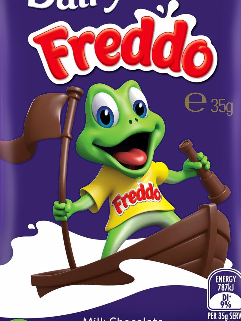 The Caramilk Wallaby joins other Cadbury ‘Characters’ Freddo Frog … Picture: Supplied