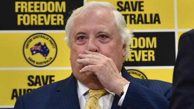 Clive Palmer made the ‘Nazi’ gaffe about Geoff Shaw on Thursday. Picture: Nicki Connolly