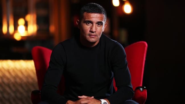 Tim Cahill in Sydney on Monday. He’ll play his final game for the Socceroos on November 20. Picture: Brett Costello