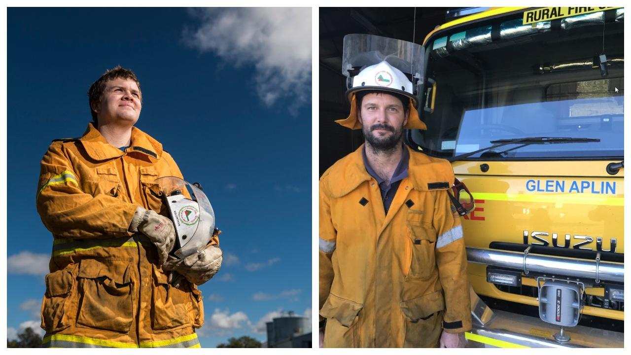 LOCAL HEROES: Jondaryan Rural Fire Brigade Kirk Dorries (left) and Glen Aplin Rural Fire Brigade volunteer John Lemon have received awards during RFS Week.