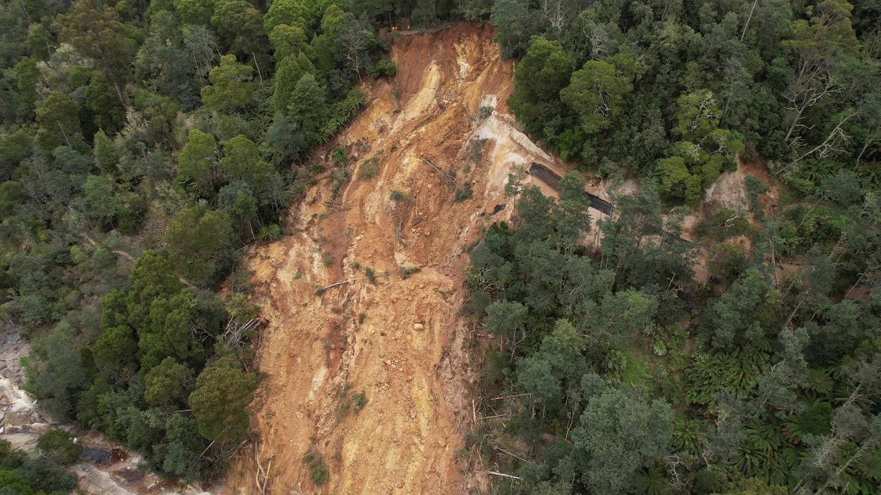 Major landslide at Blue Derby mountain bike trails, the result of October's record-breaking rain event. Picture: Jeff Jennings/ Facebook