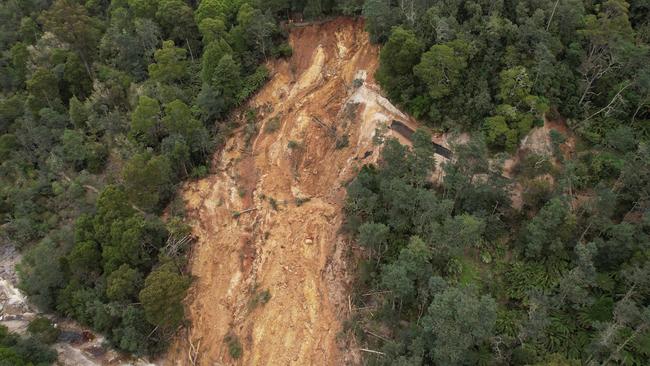 Major landslide at Blue Derby mountain bike trails, the result of October's record-breaking rain event. Picture: Jeff Jennings/ Facebook