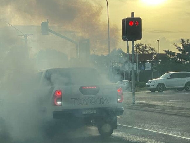 Stolen vehicle burning rubber at a Townsville intersection earlier this year. Picture: Supplied.