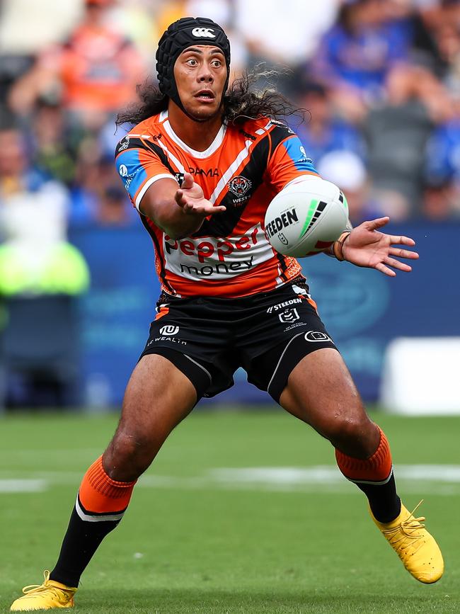 Jarome Luai notched his first win as a Tiger last weekend. Picture: NRL Photos