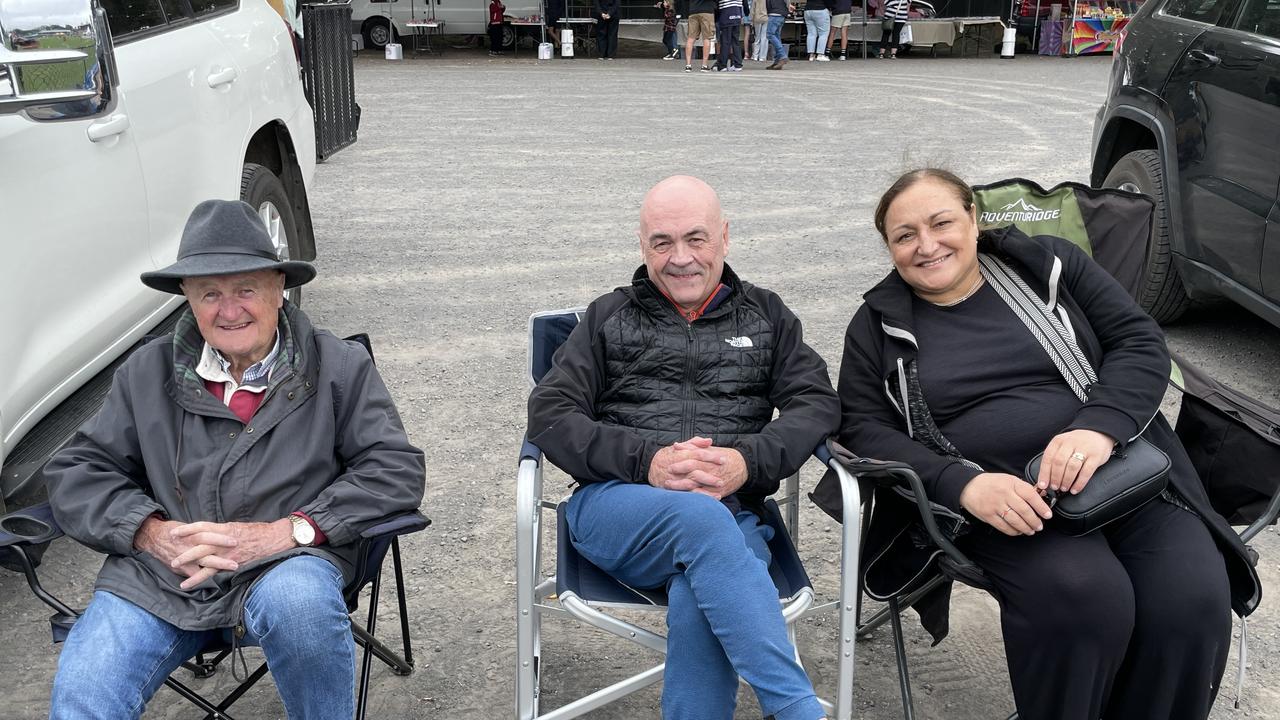 Frank Parnell, James Parnell and Nella Dimasi watch the Ballarat Gift. Picture: Shane Jones.