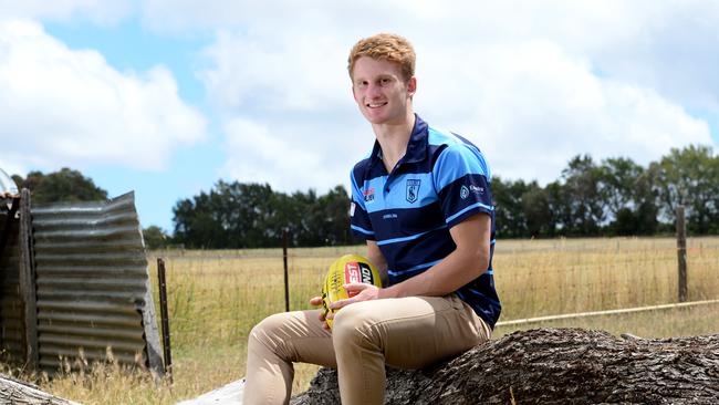 Dean Gore pictured at his family farm ahead of the 2014 AFL draft. Picture: Tricia Watkinson.