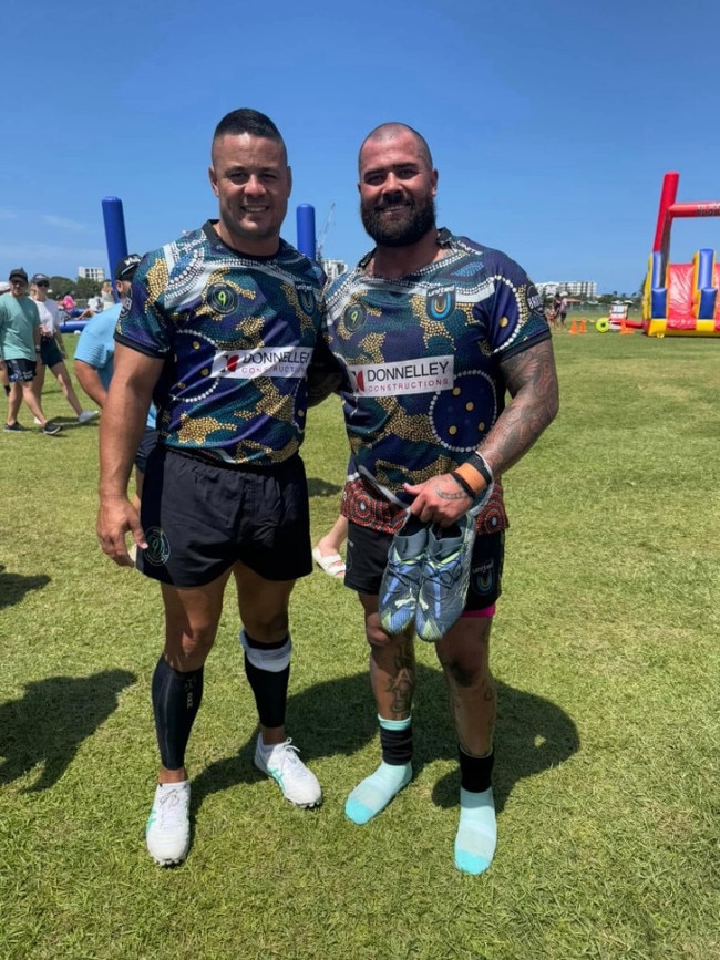 Jarryd Hayne with Andrew Fifita. Photo: Facebook.