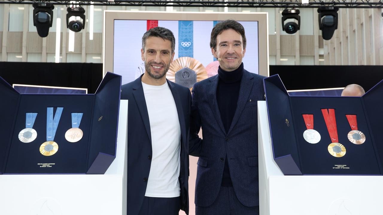 Tony Estanguet and Antoine Arnaud attend the unveiling of the Paris 2024 Olympic and Paralympic Games Medals At Paris 2024 Headquarters. Picture: Getty