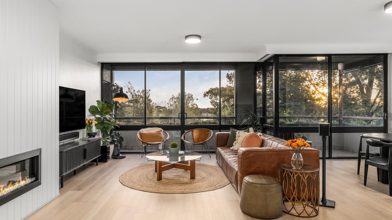 Green views from the living and dining area.