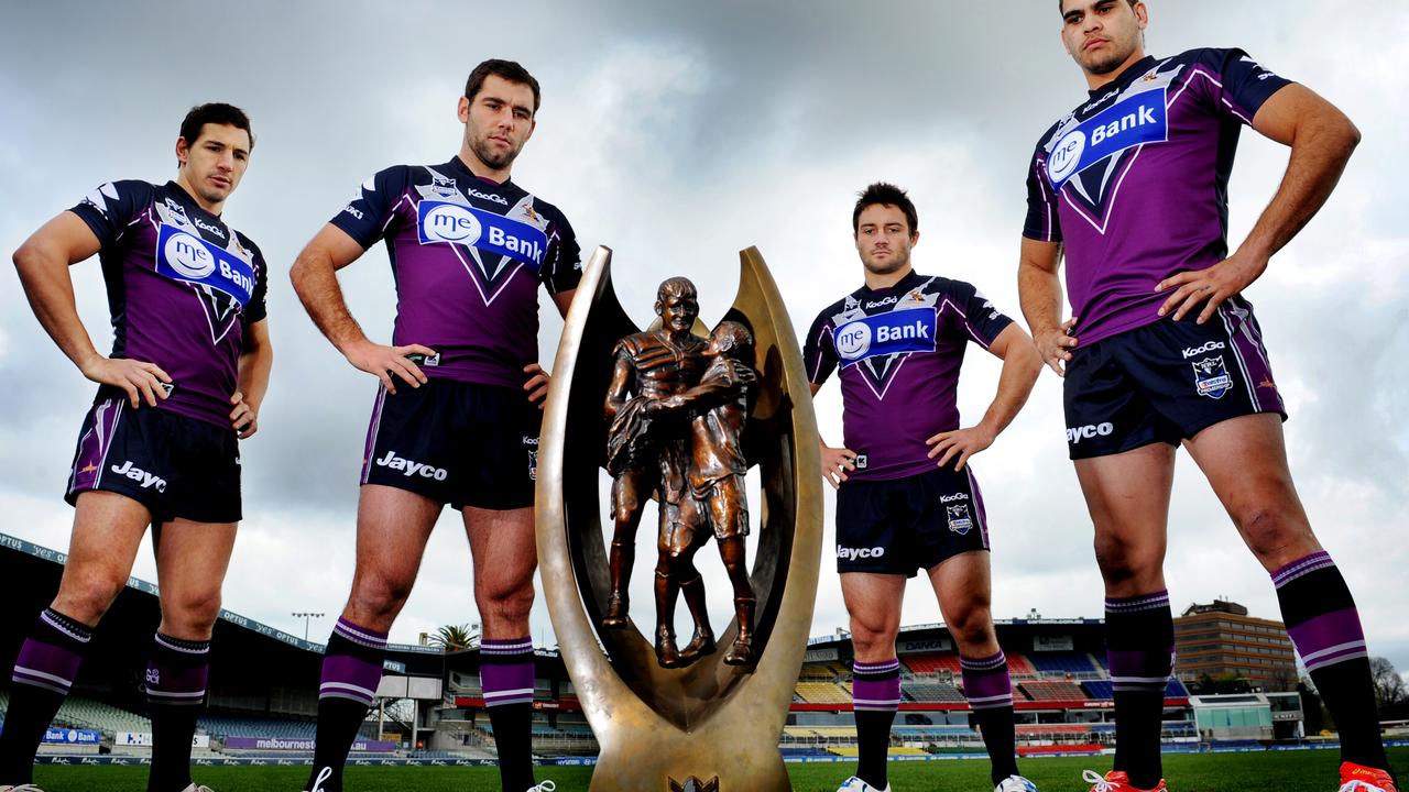 The Melbourne Storm big guns, L-R: Billy Slater, Cameron Smith, Cooper Cronk and Greg Inglis will all be inducted in the NRL Hall of Fame