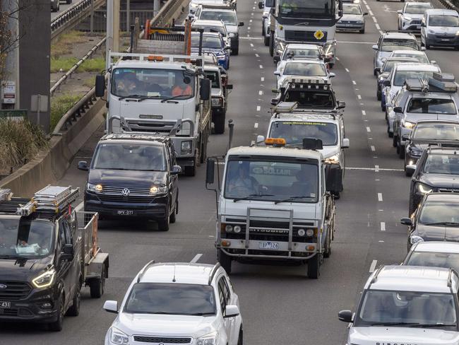 Traffic entering the Domain Tunnel after an accident in the tunnel.Picture by Wayne Taylor 1st August 2023