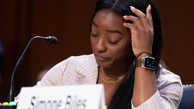 Simone Biles testifies to the Senate judiciary committee on Wednesday. Picture: AFP