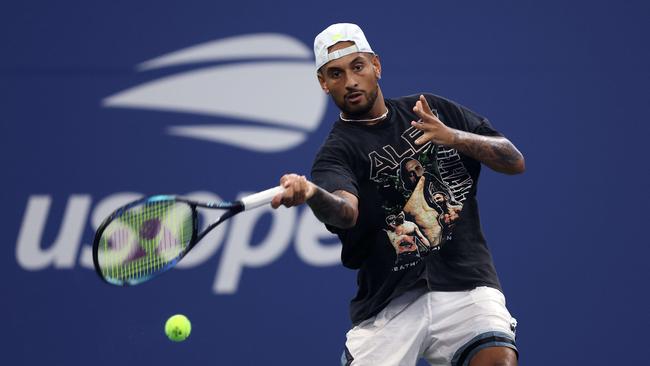 Nick Kyrgios during a US Open practice session. Picture: Julian Finney/Getty Images/AFP