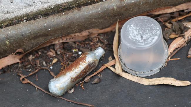 More discarded drug appartus found in the area. Picture: John Grainger