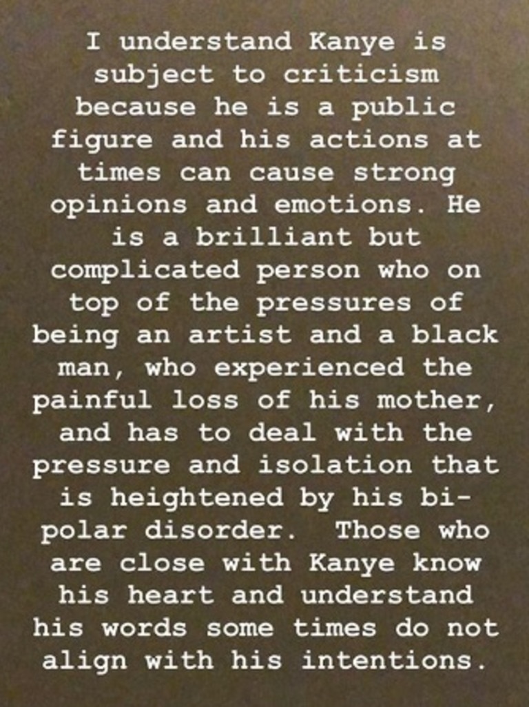 Kim Kardashian West responds on Instagram.