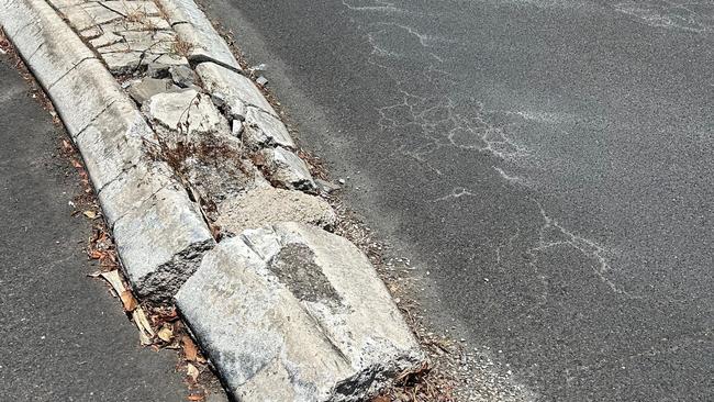 Crumbling road on Mary St in Lilyfield. Photo: Snap Send Solve