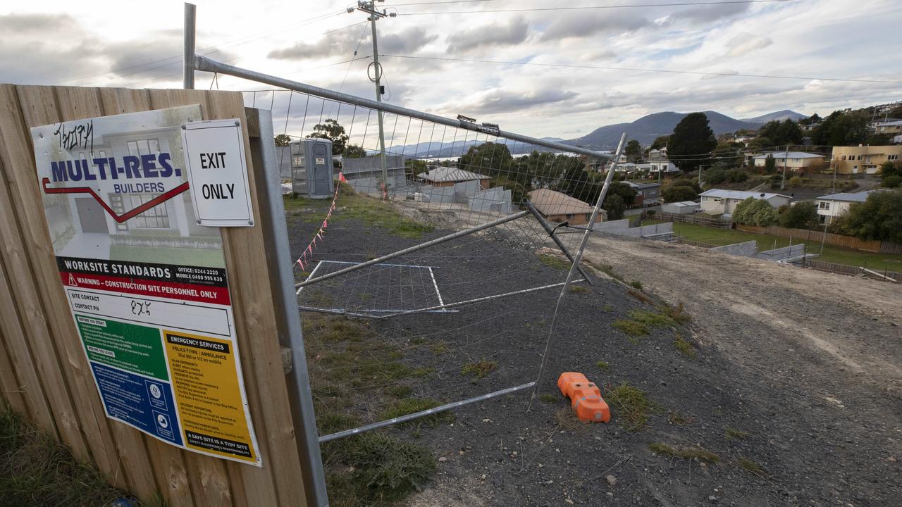 The site on Nagle Pl at Glenorchy where Multi-Res had been contracted to build 20 units for Homes Tasmania. Picture: Chris Kidd