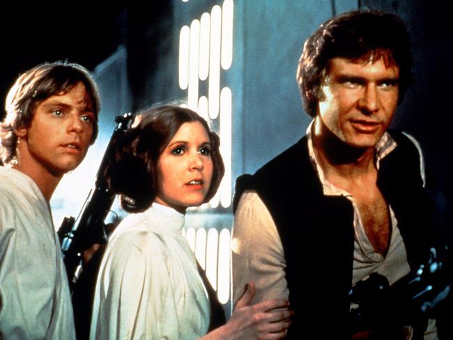 Mark Hamill, Carrie Fisher and Harrison Ford in Star Wars. Picture: Supplied