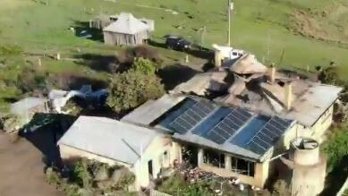 A house in Angaston has been destroyed in a fire started by a lightning strike. Picture: 9 News