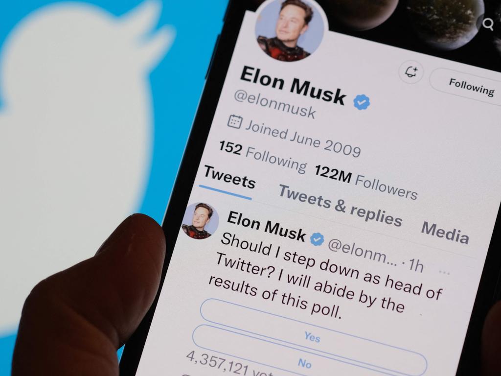 Musk has asked Twitter users to vote in a poll. Picture: Chris Delmas/AFP