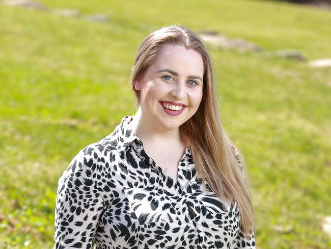 (story about tech giants need to do more to combat the scourge of cyber bullying in our schools). Taylah Bland, in Woronora Heights, today. She is bravely telling her story after she was bullied in primary school and high school.She is now a successful student studying law. Picture:Justin Lloyd.