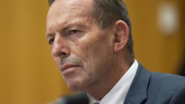 CANBERRA, AUSTRALIA - MAY 1: Former Prime Minister Tony Abbott appears before the working committee for the Voice to Parliament at Parliament House Canberra. Picture: NCA NewsWire / Martin Ollman