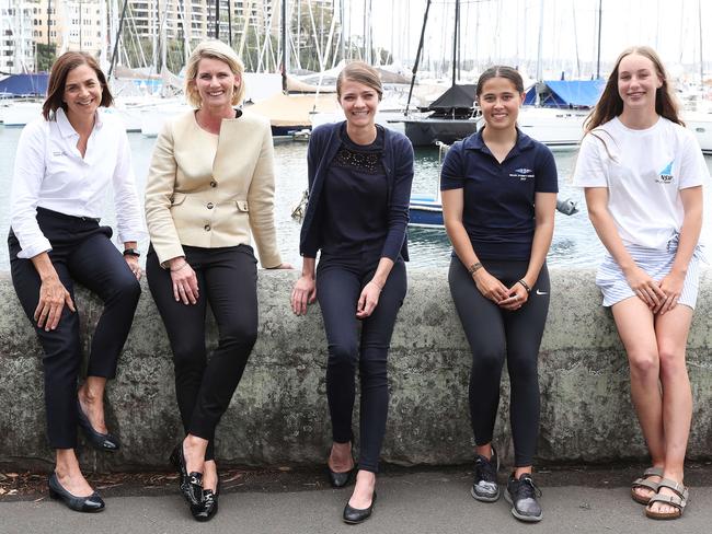 Five women ruling the waves in sailing: Sarah Kenny, Suzanne Davies, Jessica Watson, India Howard and Evie Haseldine. Pic: Brett Costello